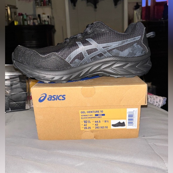 Men's ASICS GEL-VENTURE 10 Athletic Shoes, Size US 10.5, Black and Graphite Grey - Picture 2 of 13